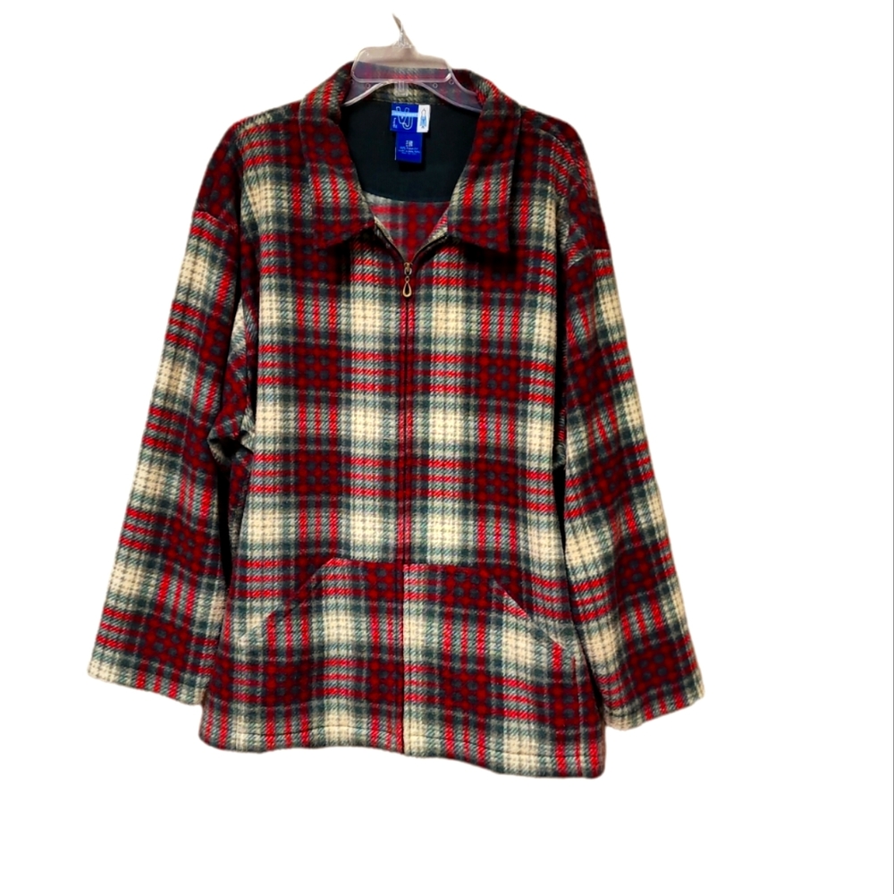 Vtg. Unisex Venezia Jeans  Plaid Front Zip Jacket With Front Pockets Sz 26/28